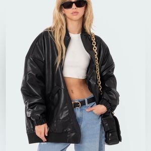 Leather bomber jacket